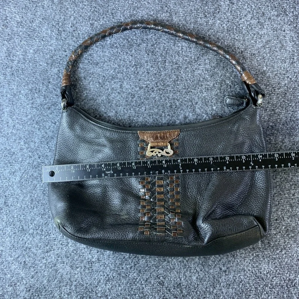 Brighton Hobo Bag Women Medium Black Brown Leather Good Braided E228531